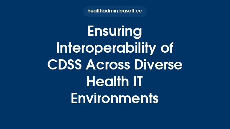 Ensuring Interoperability of CDSS Across Diverse Health IT Environments Thumbnail